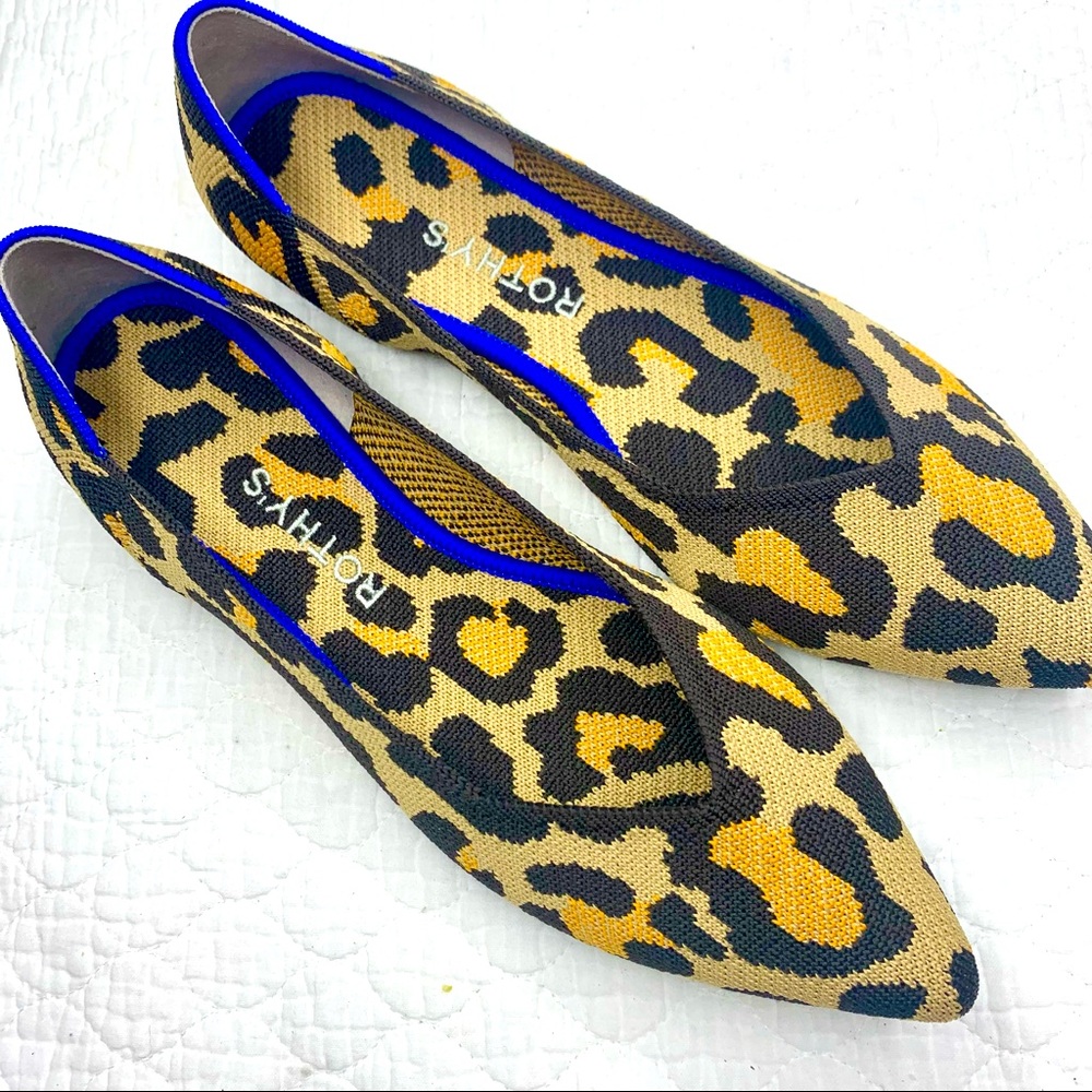 Rothys Cheetah Big Cat Flats Shoes Size 8 The Point